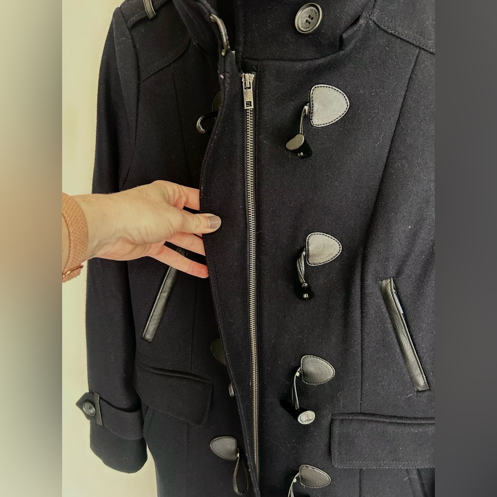 TOMMY HILFIGER Wool Duffle Coat Toggle Military Academia Winter Overcoat Size M - Picture 7 of 15